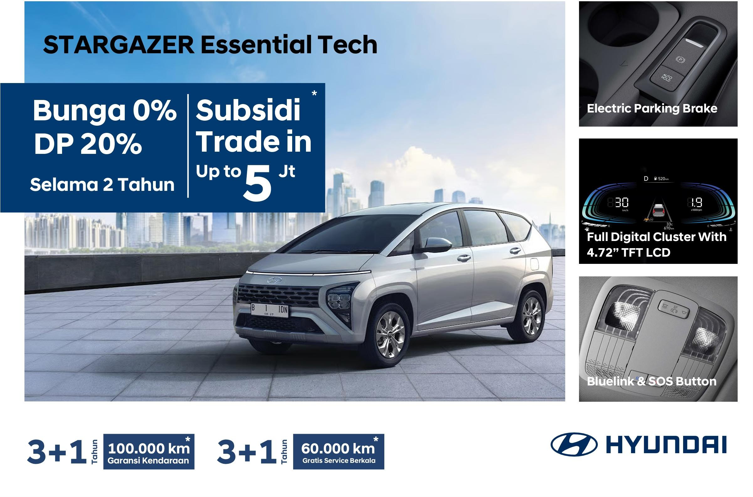 Jangan Lewatkan Bunga 0% + DP 20% Untuk Hyundai STARGAZER Essential Tech